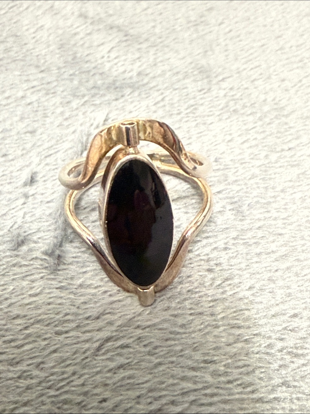 Sterling Silver Ring with Black Onyx Marquise Stone